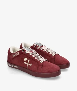 Deportivos HARPER&NEYER SUPERBOWL COLOURS en serraje burdeos