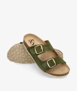 Sandalias bloom&you NENUFAR en serraje kaki