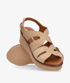 Sandalias pabloochoa.shoes 2666 en serraje taupe