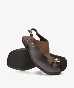 Sandalias pabloochoa.shoes SF1691 en ante marrón