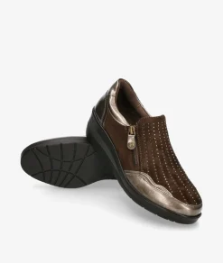 Zapatos confort Amarpies 29385 en taupe metalizado