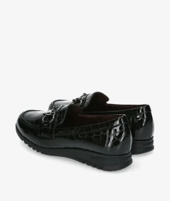 Zapatos planos Blanco y negro 20201 en charol negro